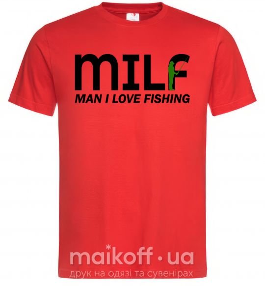 Мужская футболка Man i love fishing Красный фото