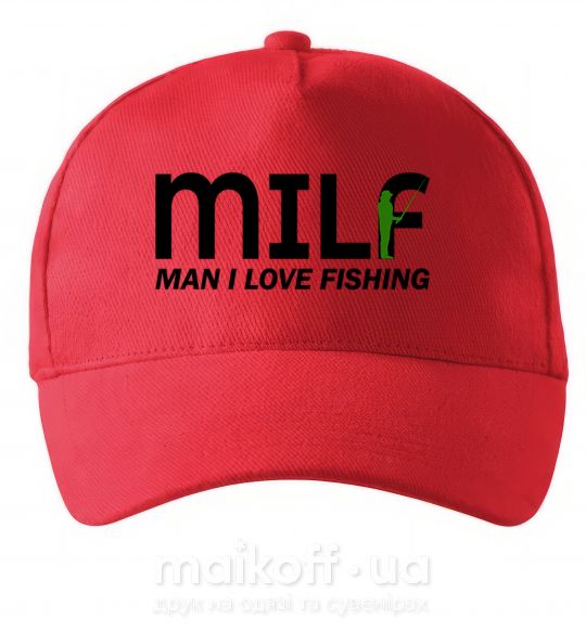 Кепка Man i love fishing Красный фото