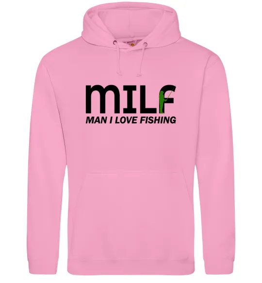 Чоловіча толстовка (худі) Man i love fishing Рожевий фото
