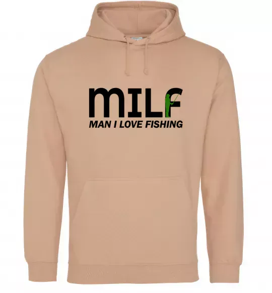 Мужская толстовка (худи) Man i love fishing Песочный фото