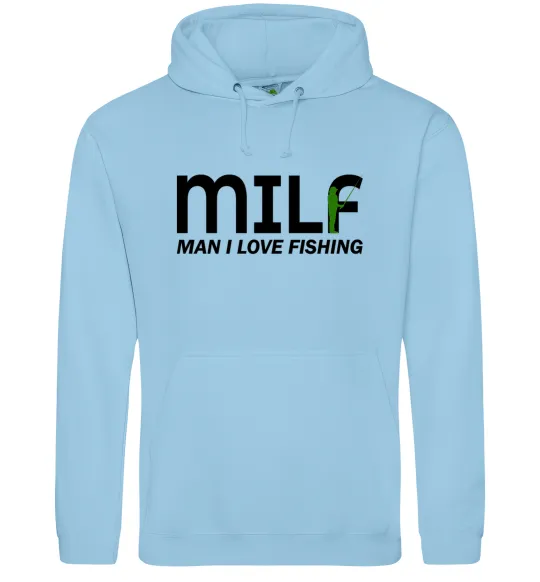 Чоловіча толстовка (худі) Man i love fishing Блакитний фото