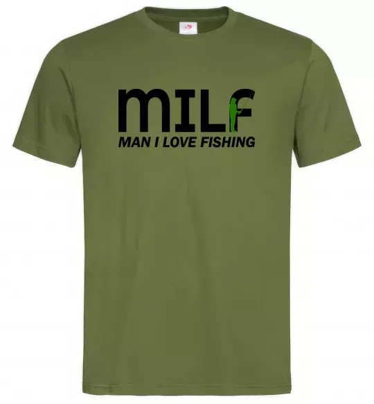 Чоловіча футболка Man i love fishing Оливковий фото