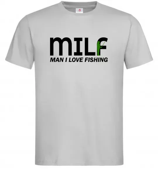 Чоловіча футболка Man i love fishing Сірий фото