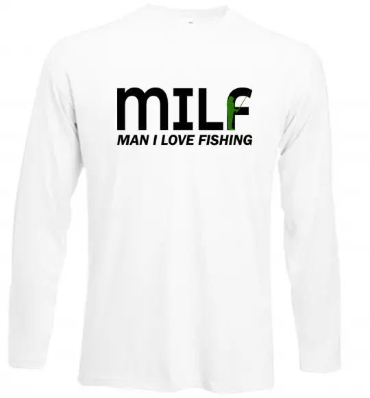 Лонгслив Man i love fishing Белый фото
