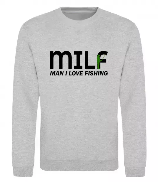 Свитшот Man i love fishing Серый меланж фото