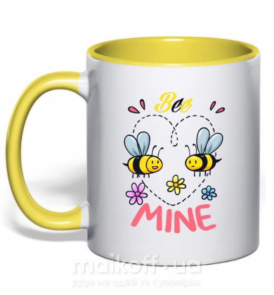 Чашка з кольоровою ручкою Bee mine Сонячно жовтий фото
