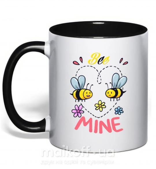 Чашка з кольоровою ручкою Bee mine Чорний фото