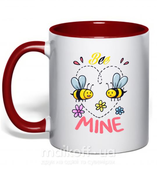 Чашка з кольоровою ручкою Bee mine Червоний фото