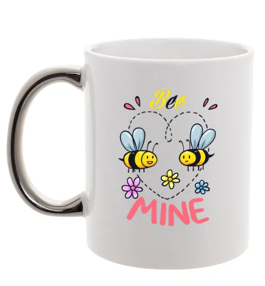Чашка з кольоровою ручкою Bee mine Срібло фото