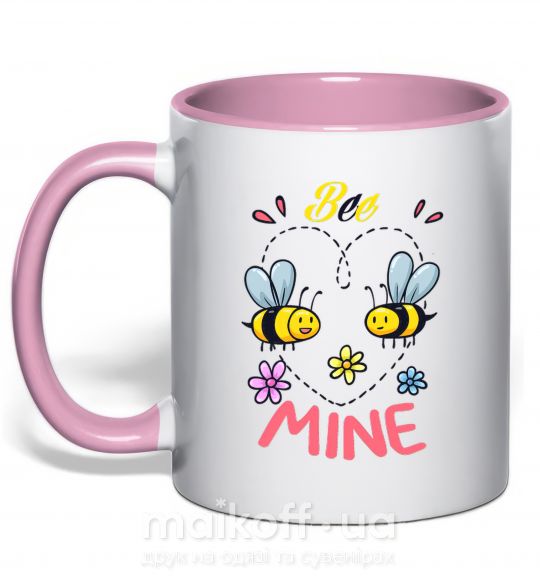 Чашка с цветной ручкой Bee mine Нежно розовый фото