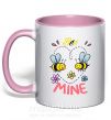 Чашка з кольоровою ручкою Bee mine Ніжно рожевий фото