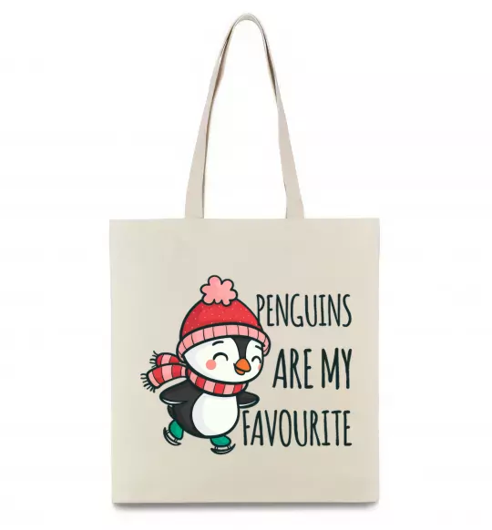Еко-сумка Penguins are my favourite Бежевий фото