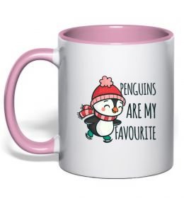 Чашка з кольоровою ручкою Penguins are my favourite Чашка з кольоровою ручкою Penguins are my favourite