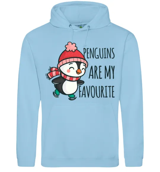 Чоловіча толстовка (худі) Penguins are my favourite Блакитний фото