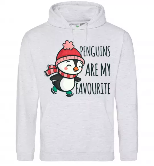 Женская толстовка (худи) Penguins are my favourite Серый меланж фото