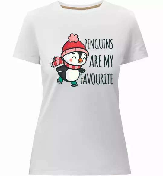 Жіноча преміум футболка Penguins are my favourite Білий фото