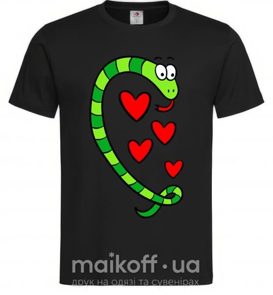 Мужская футболка Love snake boy Черный фото