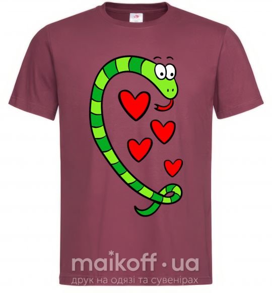 Мужская футболка Love snake boy Бордовый фото