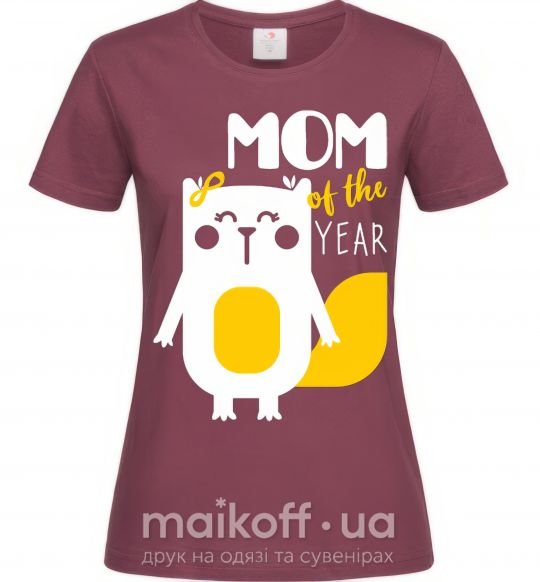 Жіноча футболка Mom of the year Бордовий фото