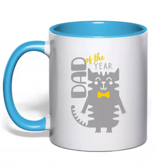 Чашка с цветной ручкой Dad of the year Голубой фото