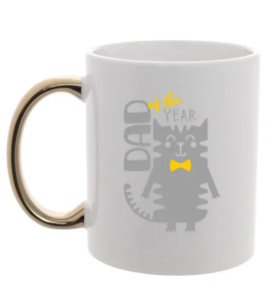 Чашка с цветной ручкой Dad of the year Золото фото