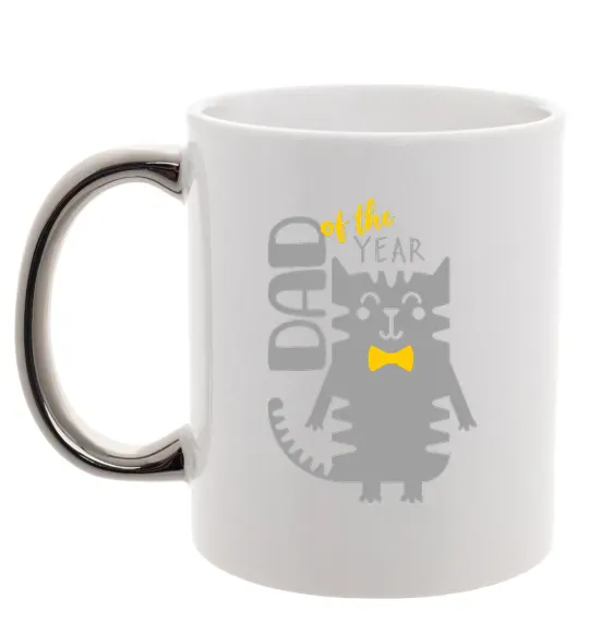 Чашка с цветной ручкой Dad of the year Серебро фото