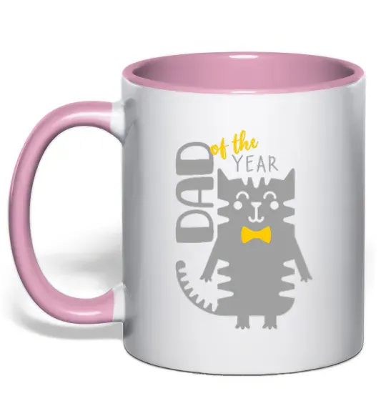 Чашка с цветной ручкой Dad of the year Нежно розовый фото