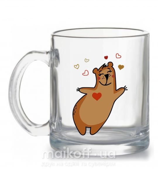 Чашка скляна Mama bear Прозорий фото