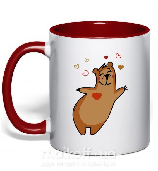Чашка с цветной ручкой Mama bear Красный фото