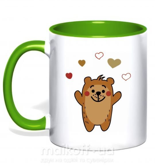 Чашка з кольоровою ручкою Kid bear Зелений фото
