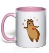 Чашка с цветной ручкой Papa bear Нежно розовый фото