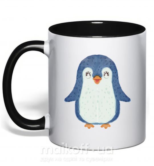Чашка з кольоровою ручкою Dad penguin Чорний фото