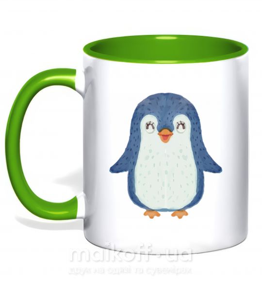Чашка з кольоровою ручкою Dad penguin Зелений фото