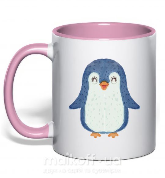Чашка з кольоровою ручкою Dad penguin Ніжно рожевий фото
