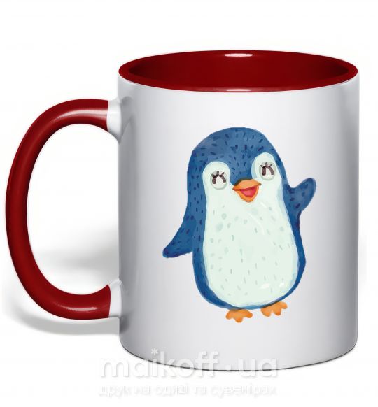 Чашка с цветной ручкой Kid penguin Красный фото