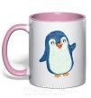 Чашка с цветной ручкой Kid penguin Нежно розовый фото