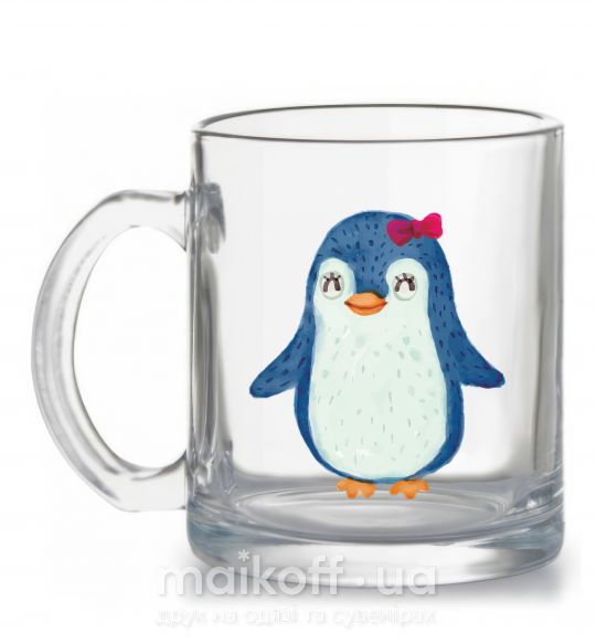 Чашка скляна Mom penguin Прозорий фото