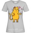 Жіноча футболка Cat girl love Сірий фото
