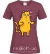 Жіноча футболка Cat girl love Бордовий фото