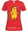 Женская футболка Cat girl love Красный фото