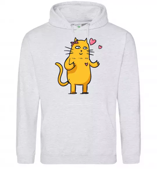 Жіноча толстовка (худі) Cat girl love Сірий меланж фото