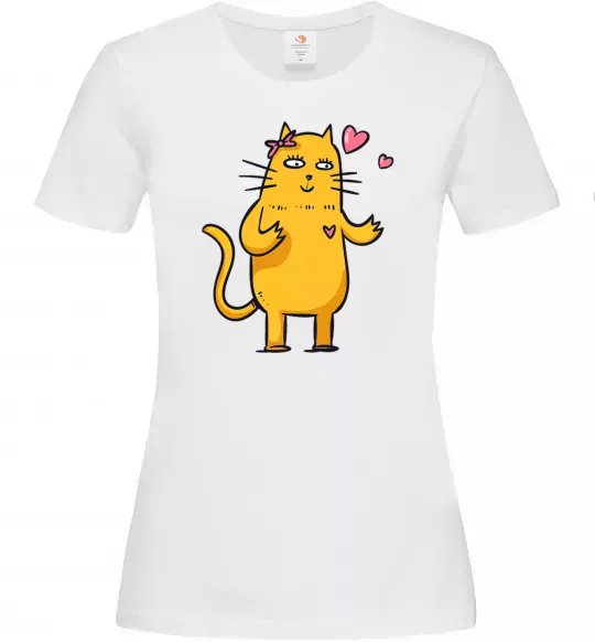 Женская футболка Cat girl love Белый фото
