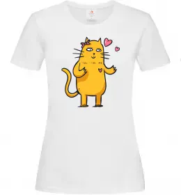 Женская футболка Cat girl love Белый фото