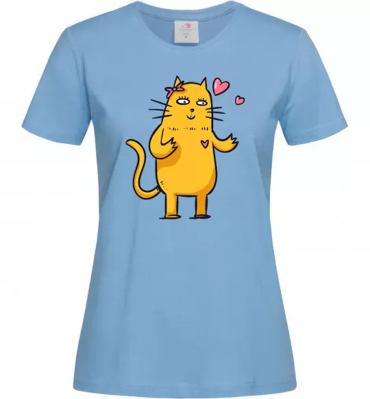 Женская футболка Cat girl love Голубой фото