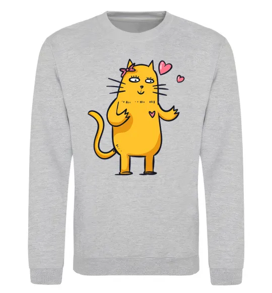 Світшот Cat girl love Сірий меланж фото