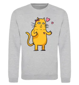 Свитшот Cat girl love Серый меланж фото