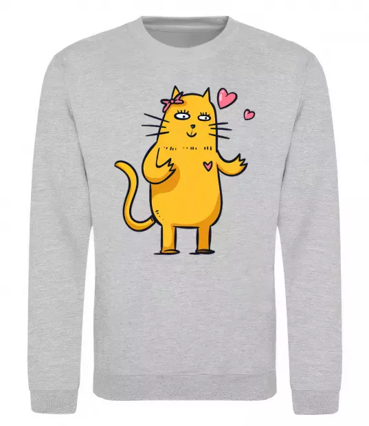 Світшот Cat girl love Сірий меланж фото