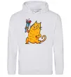 Мужская толстовка (худи) Cat boy love Серый меланж фото