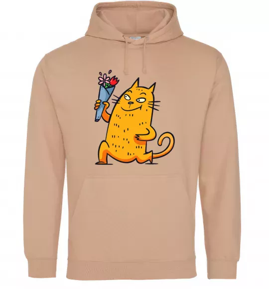 Мужская толстовка (худи) Cat boy love Песочный фото