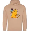 Мужская толстовка (худи) Cat boy love Песочный фото